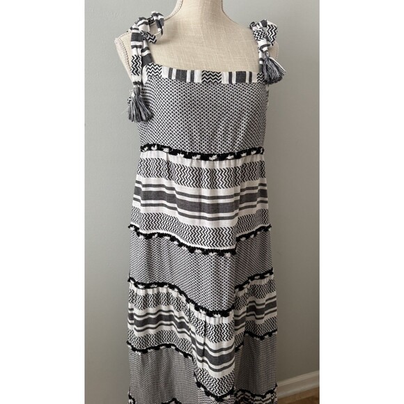 Veronica Beard 'Quartz' Striped Cotton Maxi Dress Black Multi Size Large - Picture 2 of 13